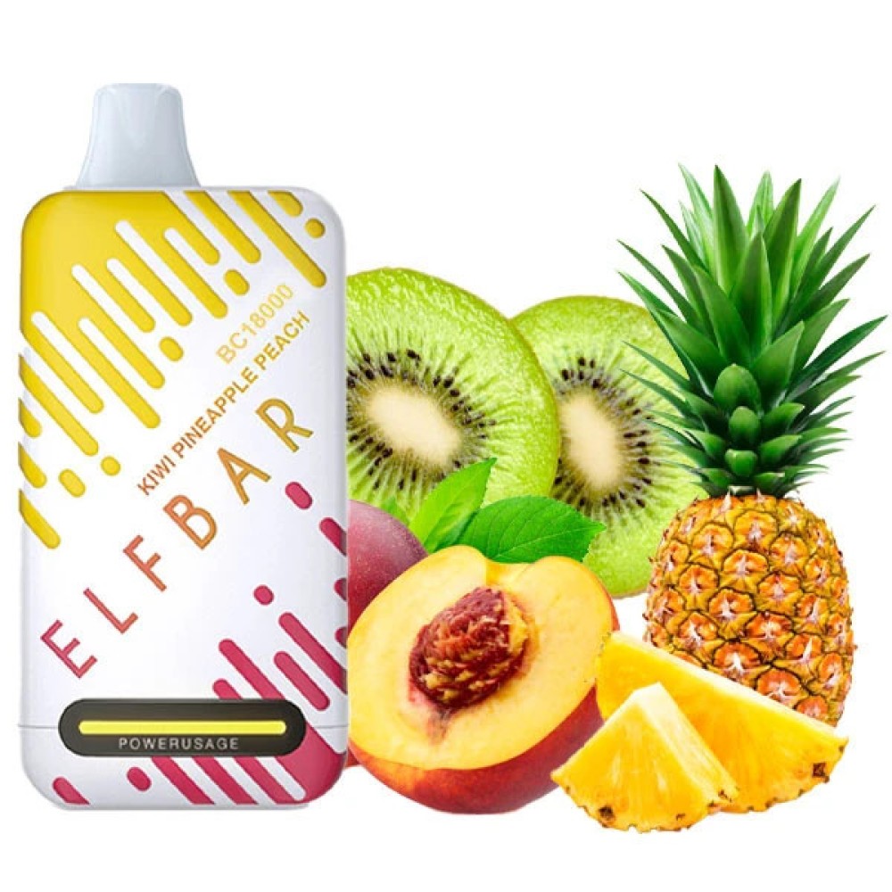 Jednorazowy papieros elektroniczny Elf Bar BC Kiwi Ananas Brzoskwinia (18000 zaciągnięć)