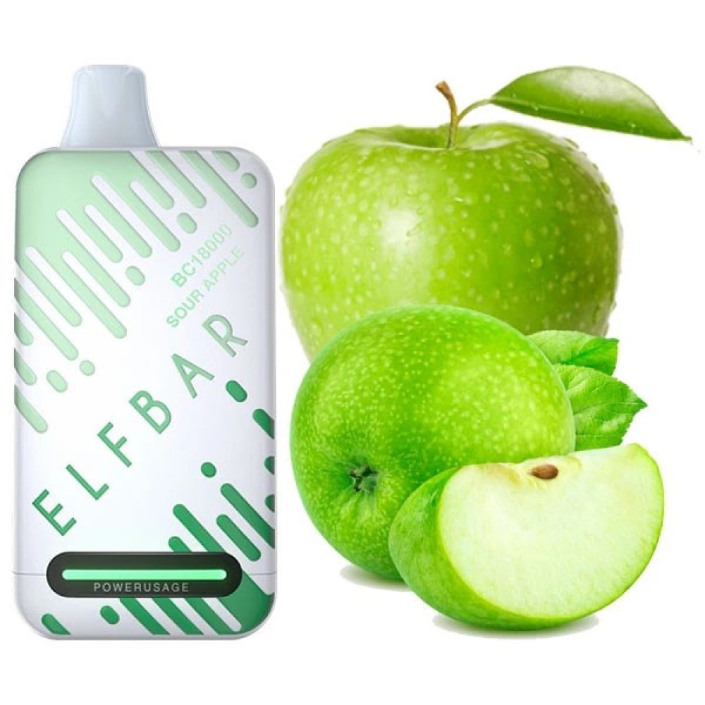 Jednorazowy papieros elektroniczny Elf Bar BC Sour Apple (Kwaśne Jabłko) (18000 zaciągnięć)