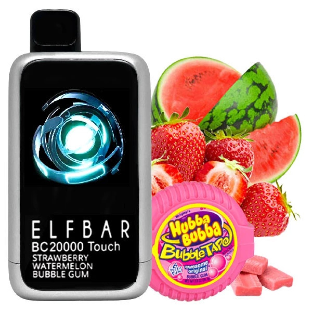 Jednorazowy papieros elektroniczny Elf Bar BC Touch Strawberry Watermelon Bubble Gum (Strawberry Watermelon Bubble Gum) (20000 zaciągnięć)