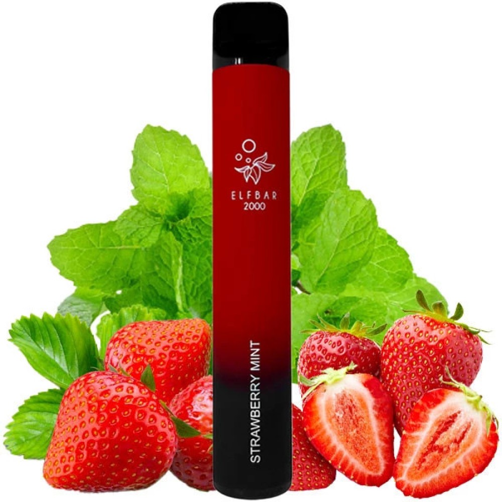 Jednorazowy papieros elektroniczny Elf Bar E-Shisha o smaku truskawki i mięty (2000 zaciągnięć)