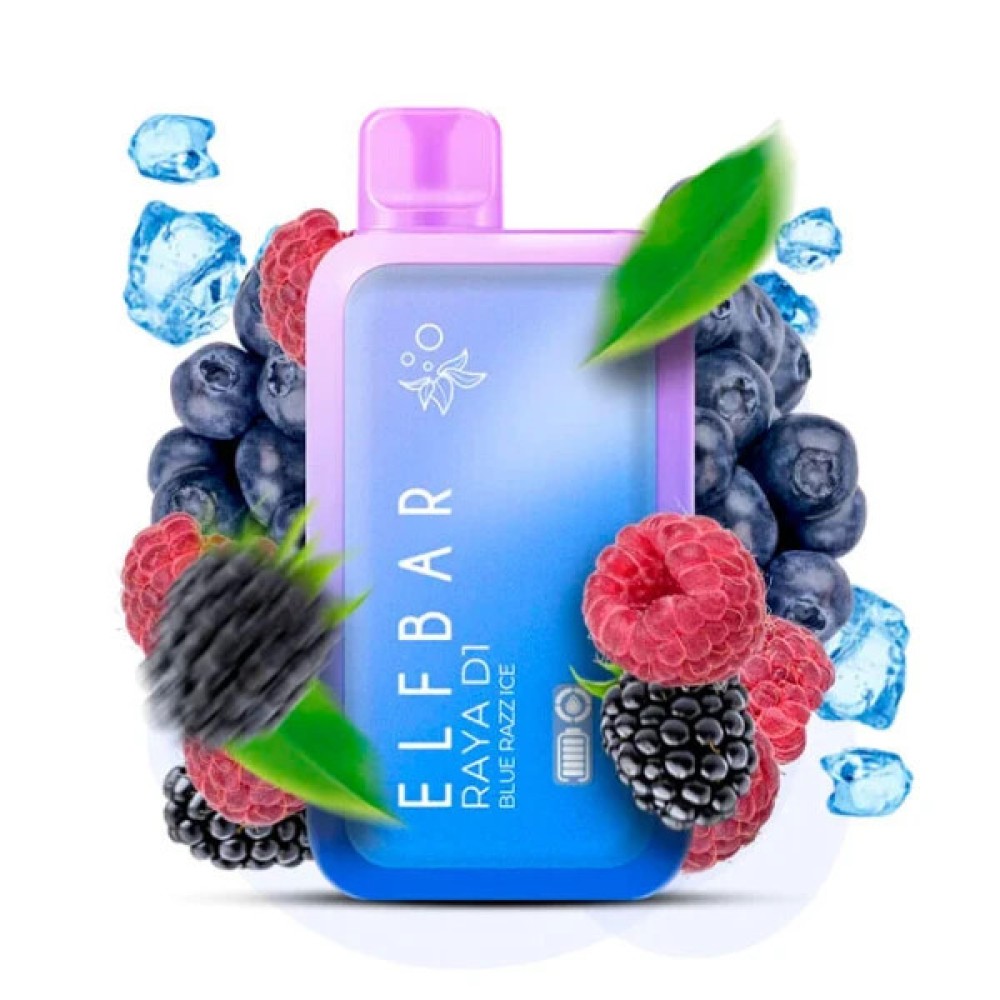 Jednorazowy papieros elektroniczny Elf Bar Raya D1 Blue Razz Ice (13000 zaciągnięć)