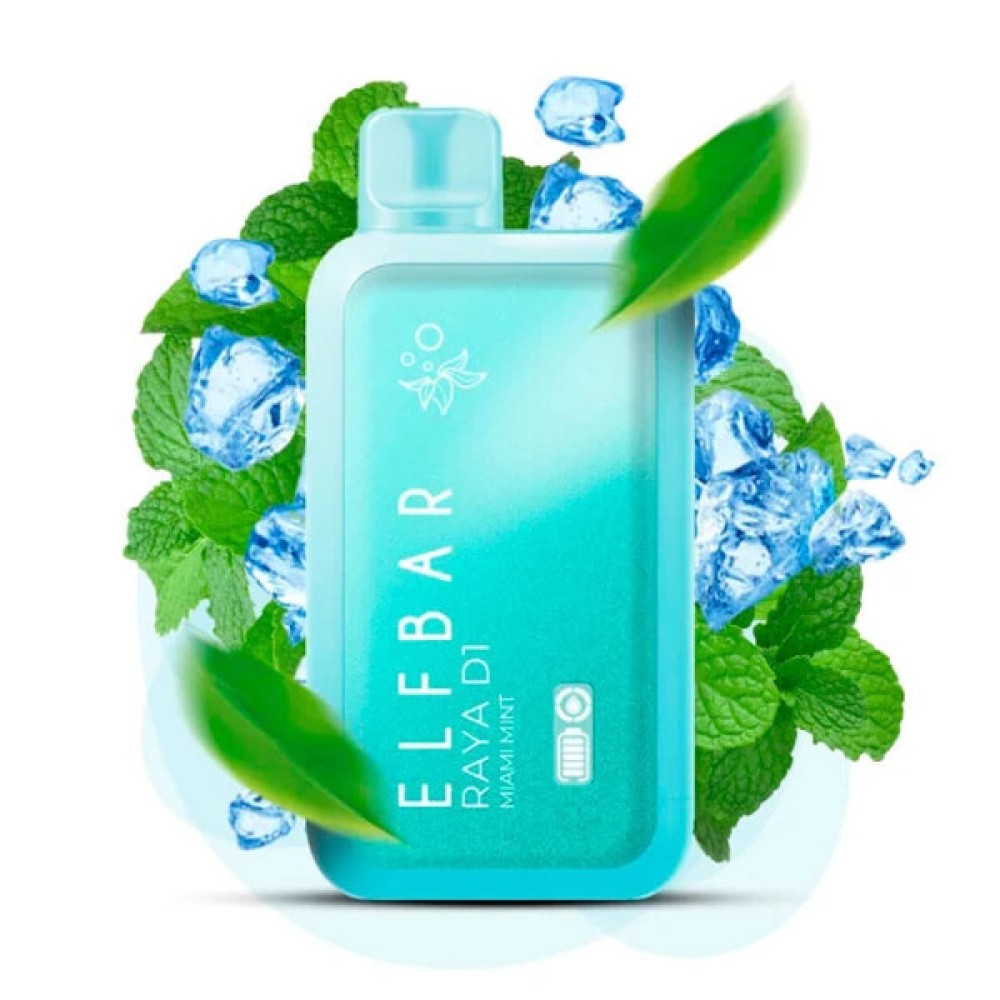 Jednorazowy papieros elektroniczny Elf Bar Raya D1 Miami Mint (13000 zaciągnięć)