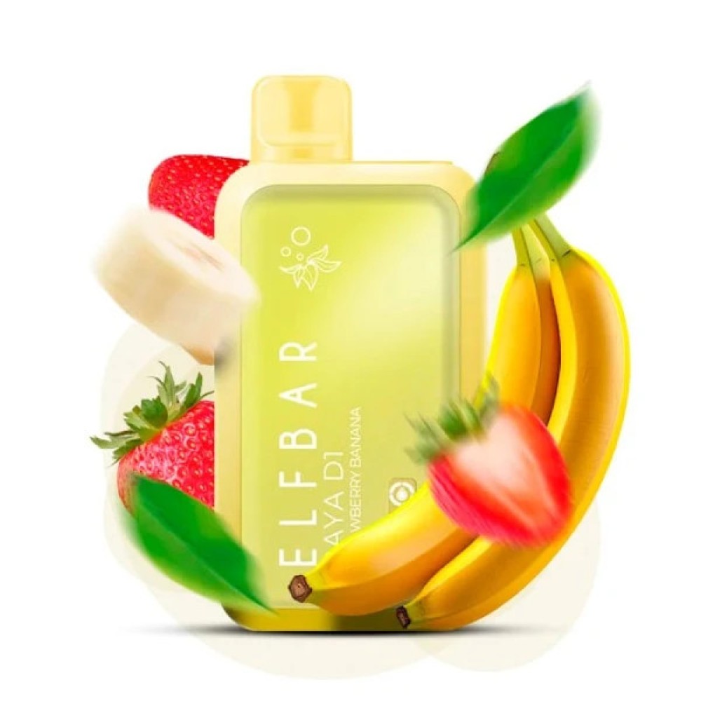 Jednorazowy papieros elektroniczny Elf Bar Raya D1 o smaku truskawki i banana (Strawberry Banana) (13000 zaciągnięć)