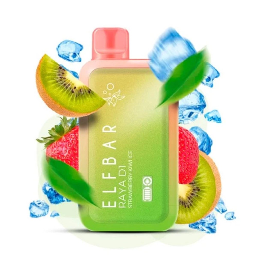 Jednorazowy papieros elektroniczny Elf Bar Raya D1 Strawberry Kiwi Ice (Strawberry Kiwi Ice) (13000 zaciągnięć)