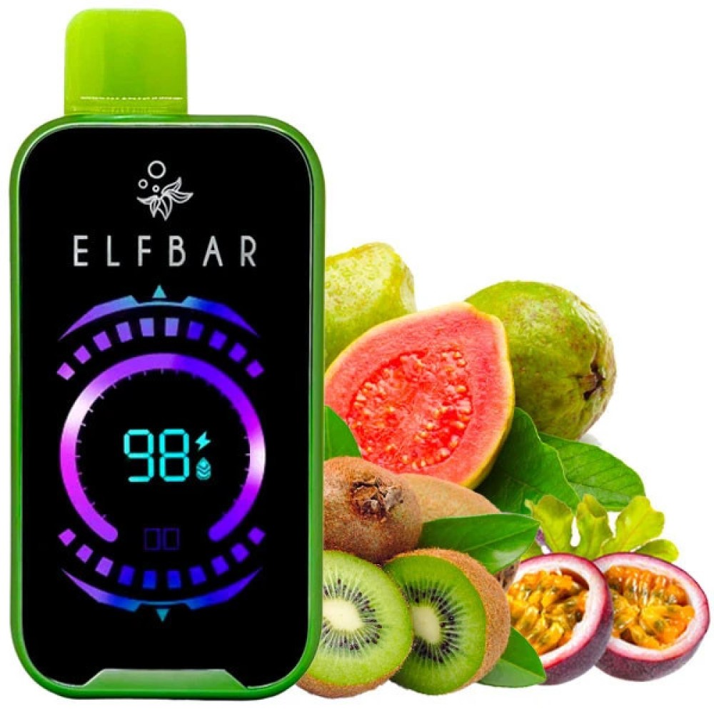 Jednorazowy papieros elektroniczny Elf Bar Raya D2 Kiwi Passion Fruit Guava (Kiwi Passion Fruit Guava) (20000 zaciągnięć)