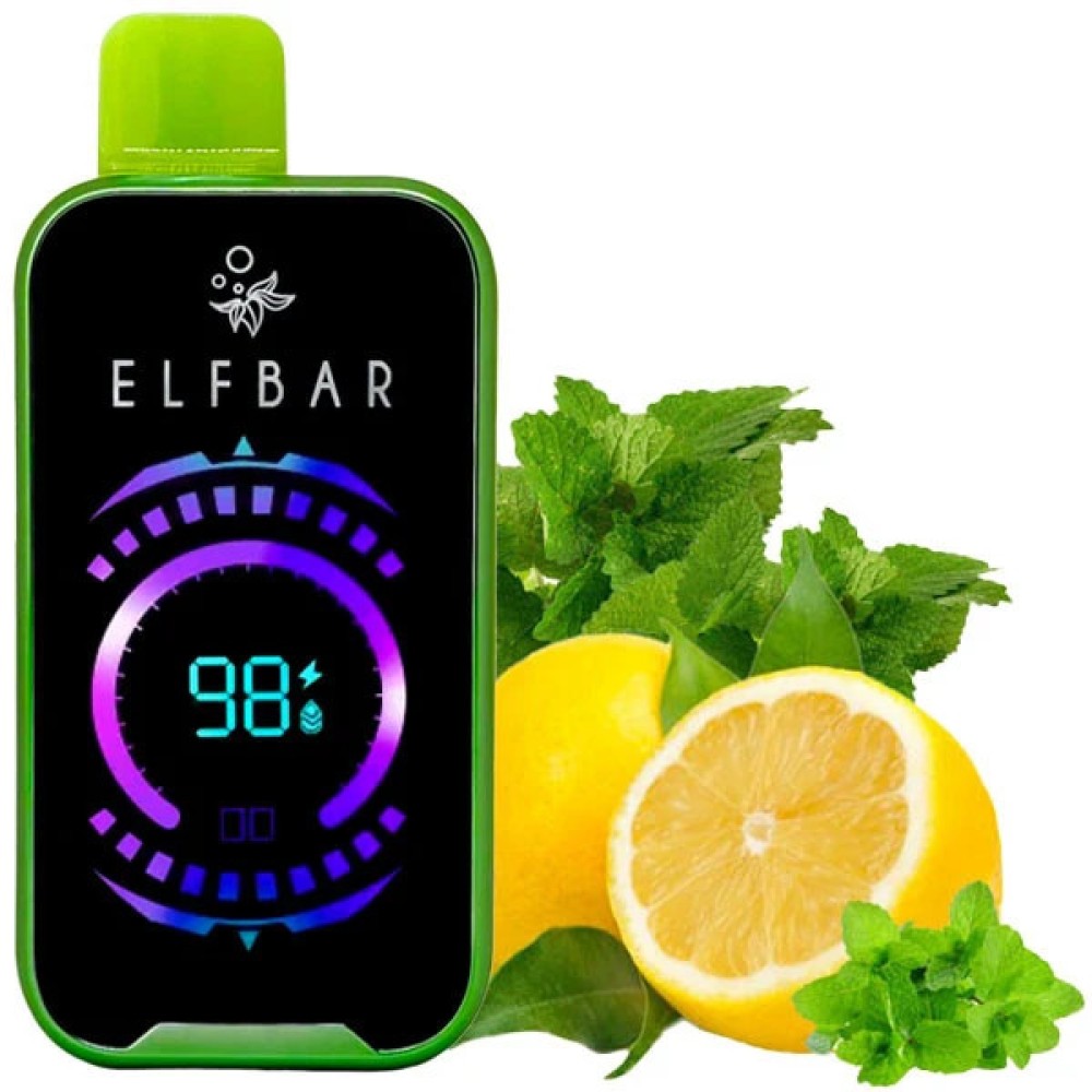 Jednorazowy papieros elektroniczny Elf Bar Raya D2 Lemon Mint (mięta cytrynowa) (20000 zaciągnięć)
