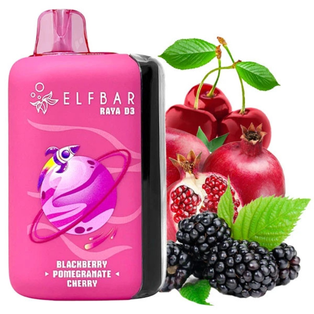 Jednorazowy papieros elektroniczny Elf Bar Raya D3 Blackberry Pomegranate Cherry (Blackberry Pomegranate Cherry) (25000 zaciągnięć)