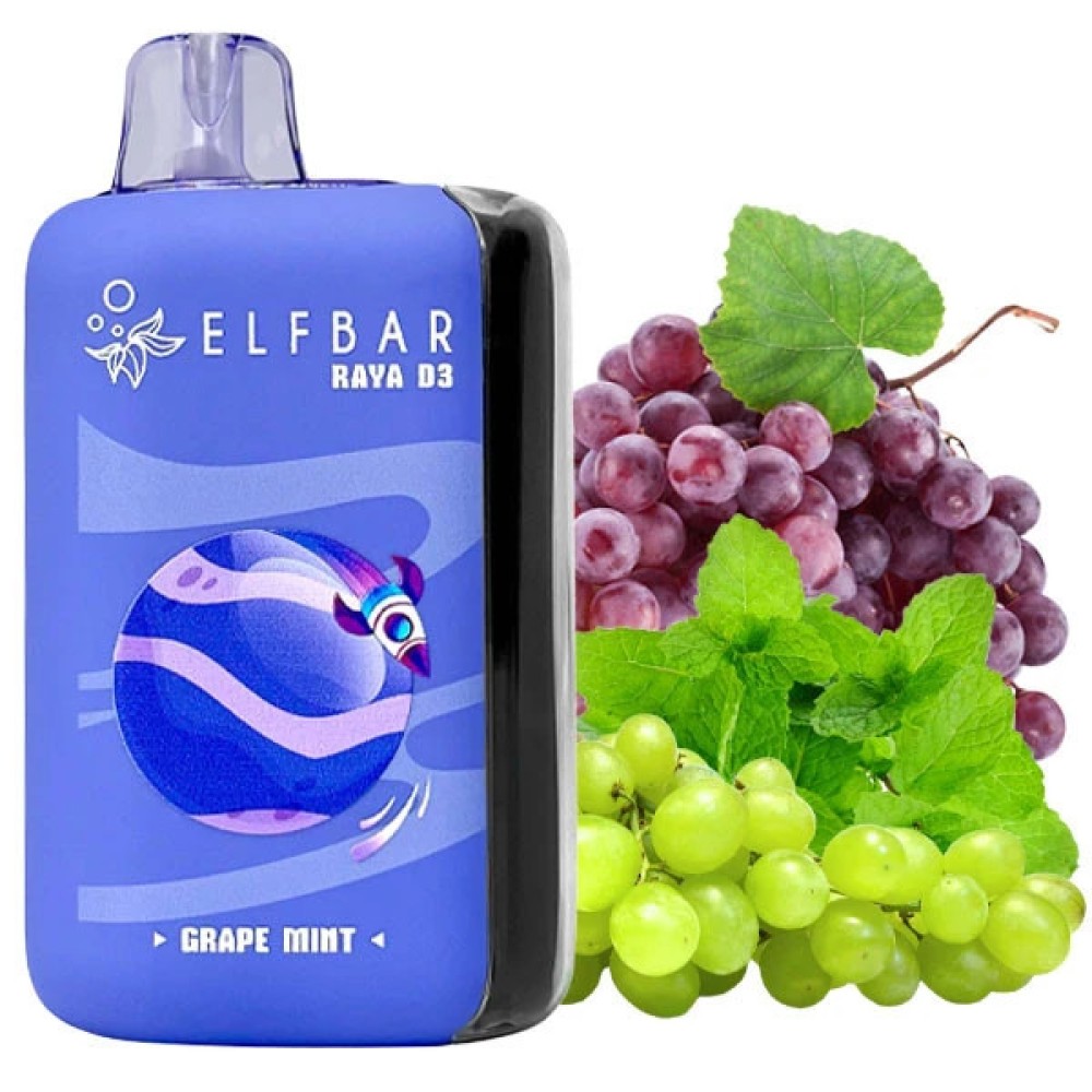 Jednorazowy papieros elektroniczny Elf Bar Raya D3 Grape Mint (25000 zaciągnięć)