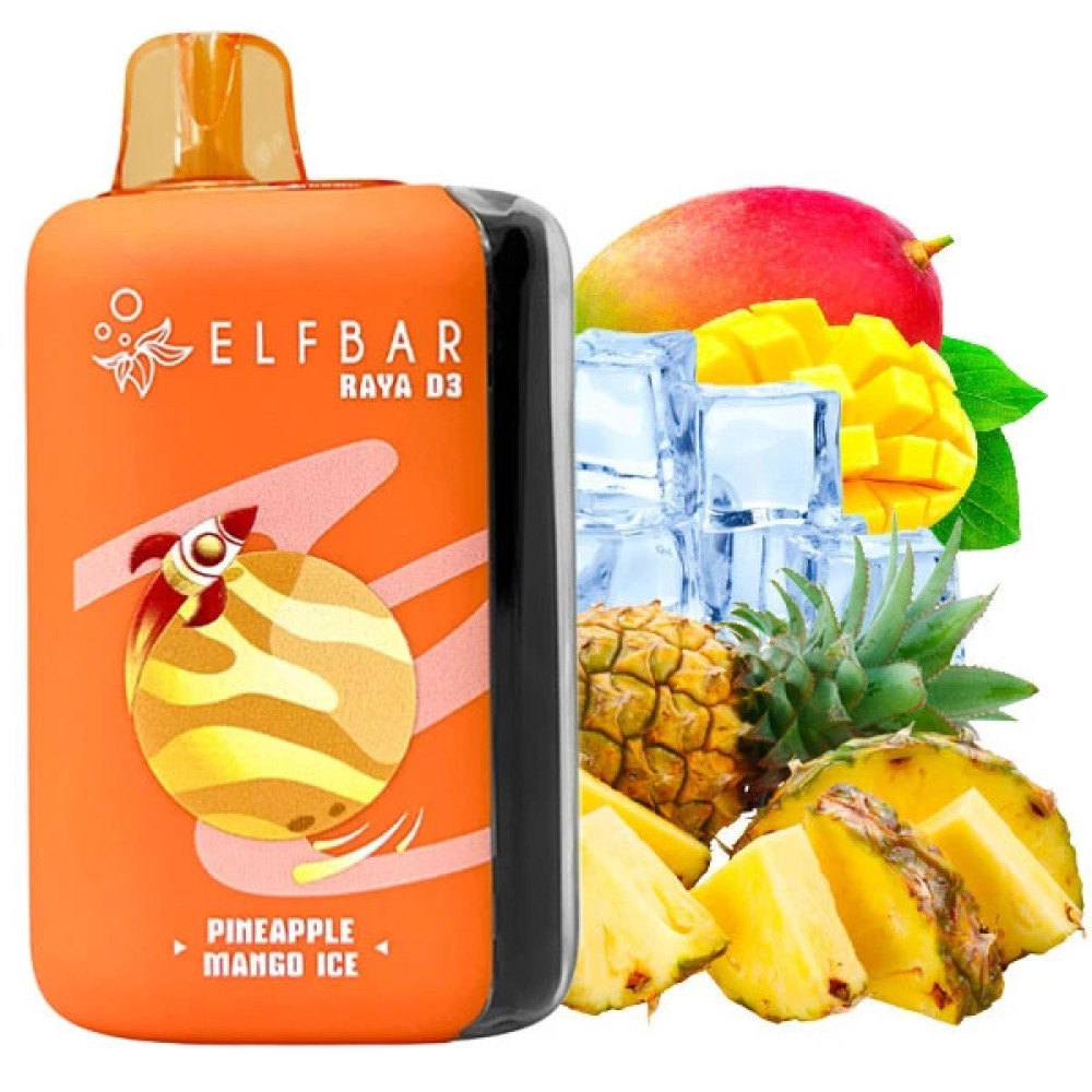 Jednorazowy papieros elektroniczny Elf Bar Raya D3 Pineapple Mango Ice (Pineapple Mango Ice) (25000 zaciągnięć)