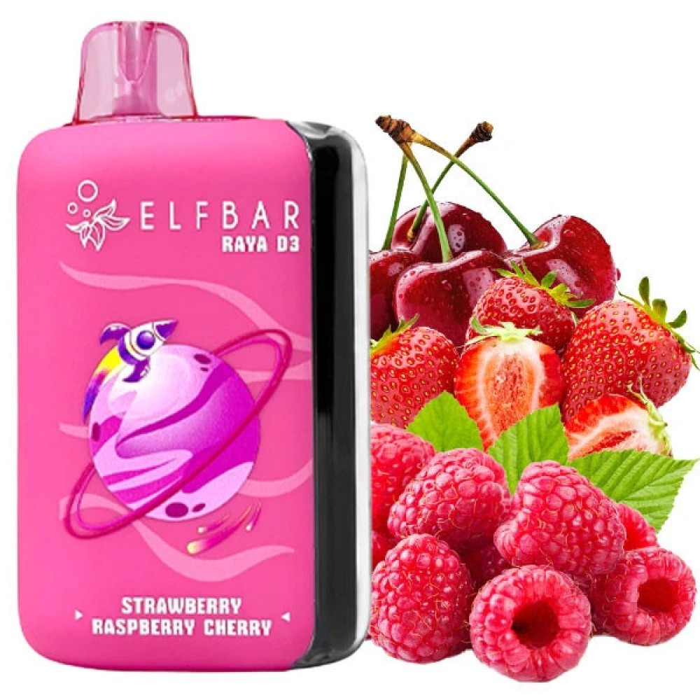 Jednorazowy papieros elektroniczny Elf Bar Raya D3 Strawberry Raspberry Cherry (Strawberry Raspberry Cherry) (25000 zaciągnięć)