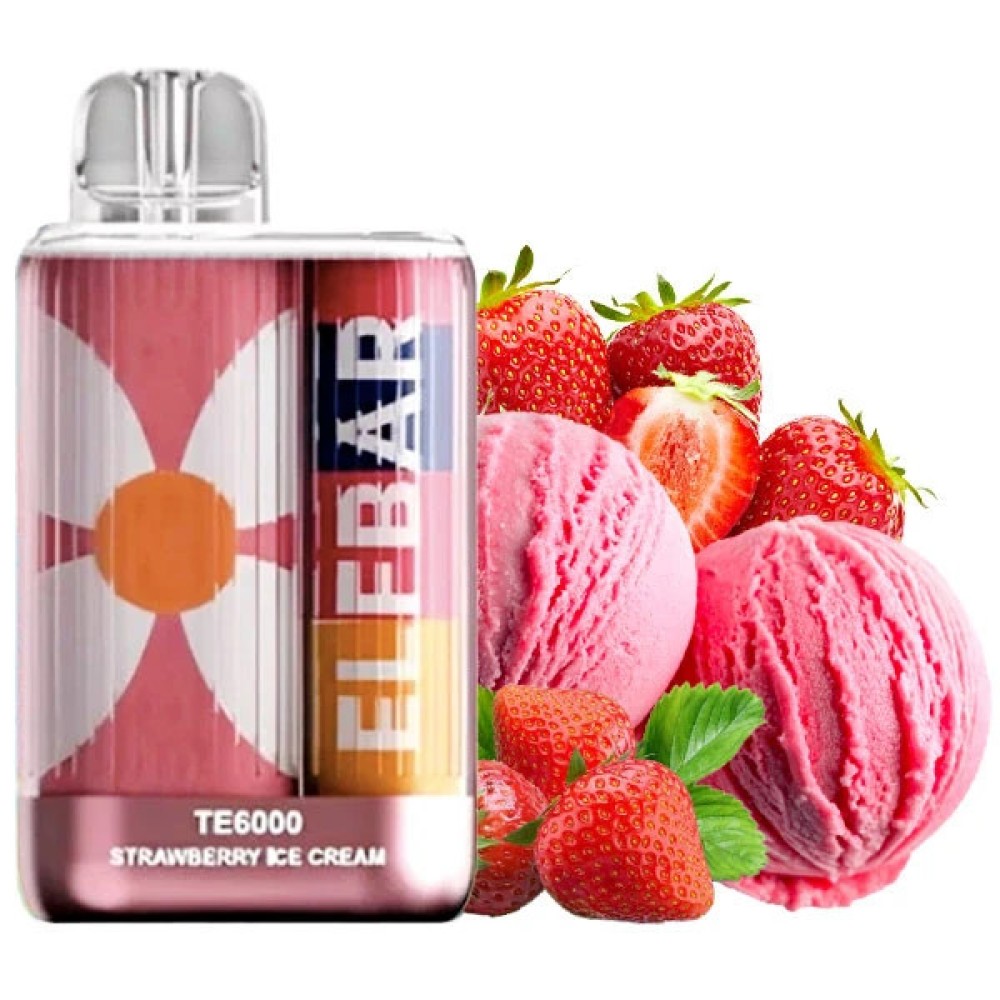 Jednorazowy papieros elektroniczny Elf Bar TE Strawberry Ice Cream (lody truskawkowe) (6000 zaciągnięć)