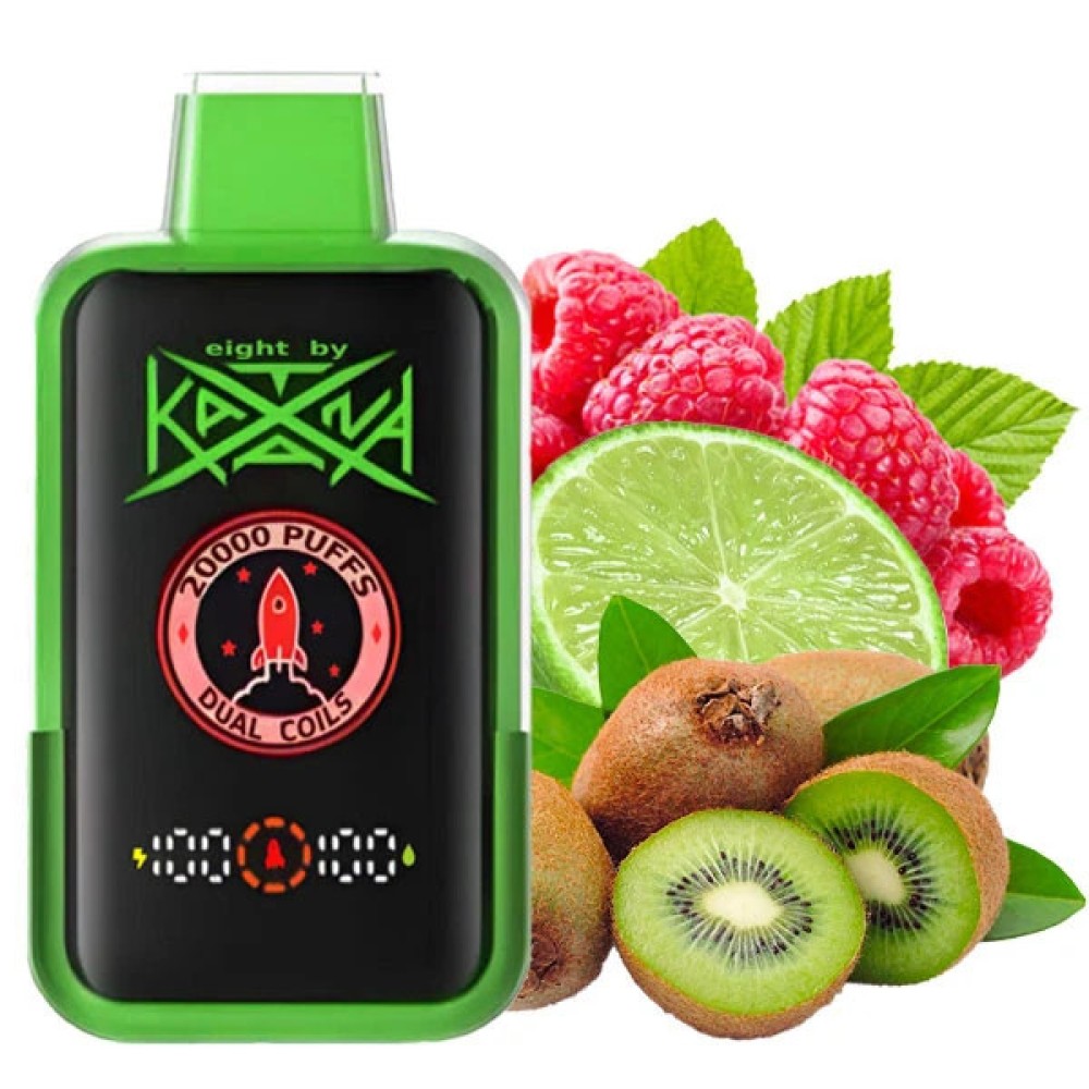 Jednorazowy papieros elektroniczny Katana Kiwi Raspberry Lime (Kiwi Raspberry Lime) (20000 zaciągnięć)