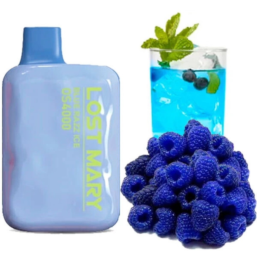 Jednorazowy papieros elektroniczny Lost Mary OS Blue Razz Ice (4000 zaciągnięć)