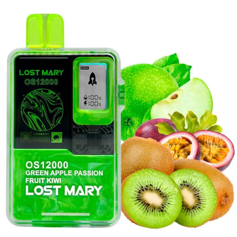 Jednorazowy papieros elektroniczny Lost Mary OS Zielone Jabłko Passion Fruit Kiwi (Zielone Jabłko Passion Fruit Kiwi) (12000 zaciągnięć)