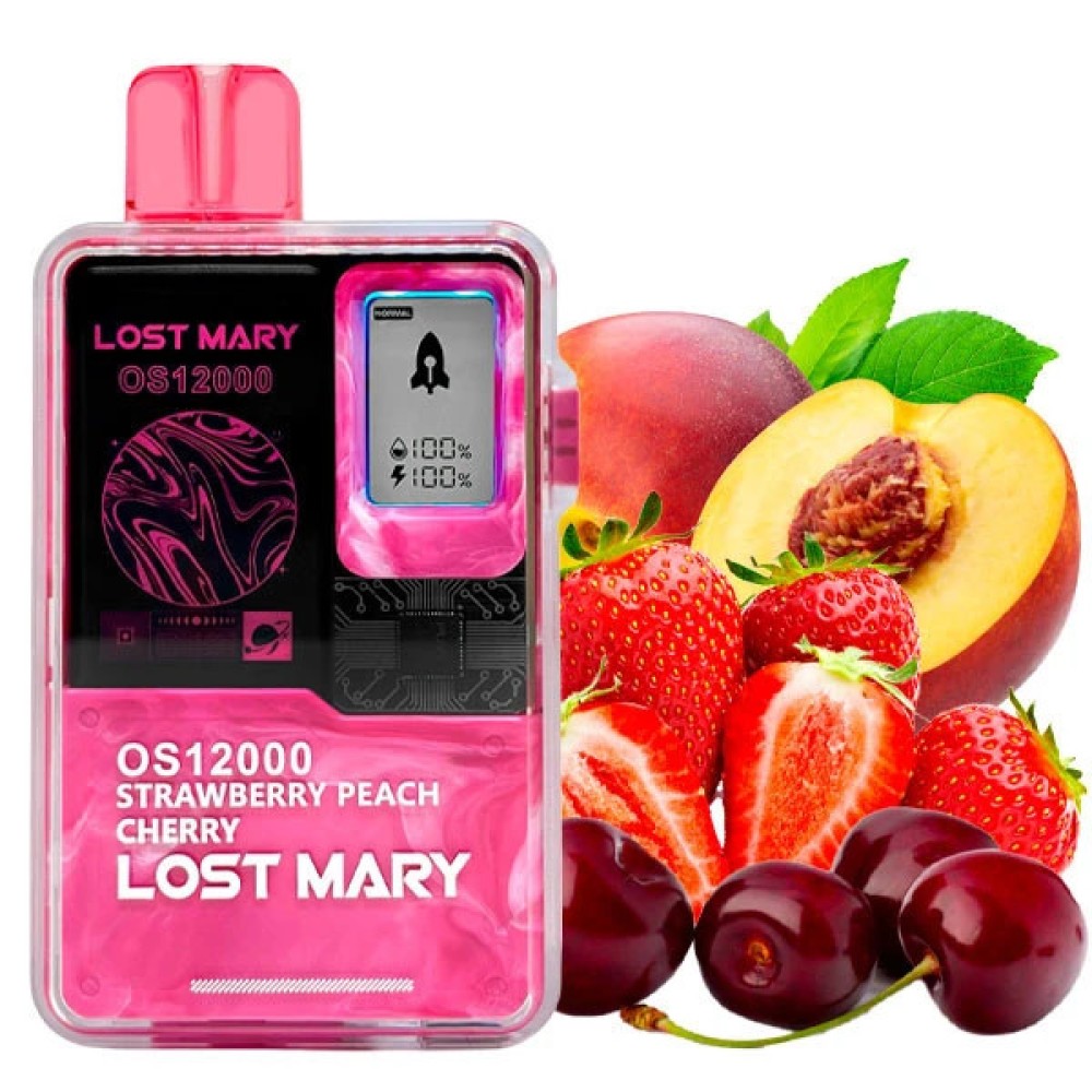 Jednorazowy papieros elektroniczny Lost Mary OS Strawberry Peach Cherry (Strawberry Peach Cherry) (12000 zaciągnięć)
