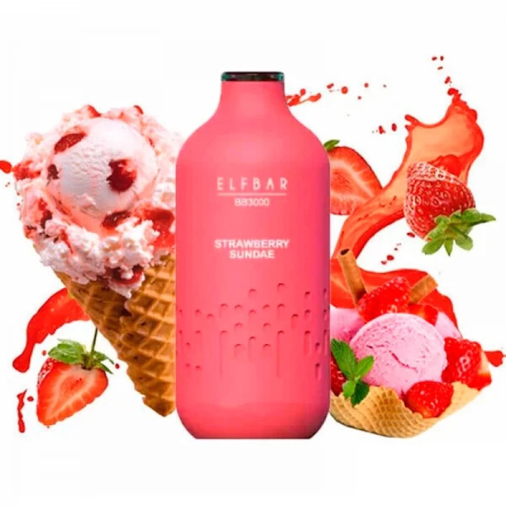 Jednorazowy papieros elektroniczny Elf Bar BB Strawberry Sundae (Strawberry Sundae) (3000 zaciągnięć)