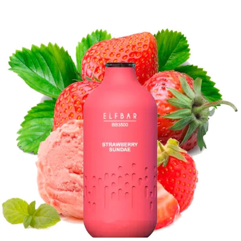 Jednorazowy papieros elektroniczny Elf Bar BB Strawberry Sundae (Strawberry Sundae) (3500 zaciągnięć)