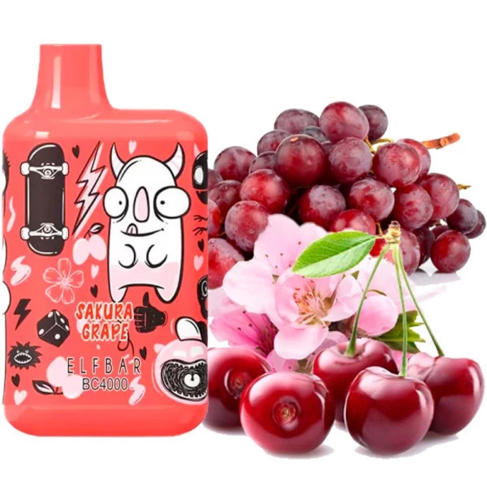 Jednorazowy papieros elektroniczny Elf Bar BC Sakura Grape (4000 zaciągnięć) (LE)