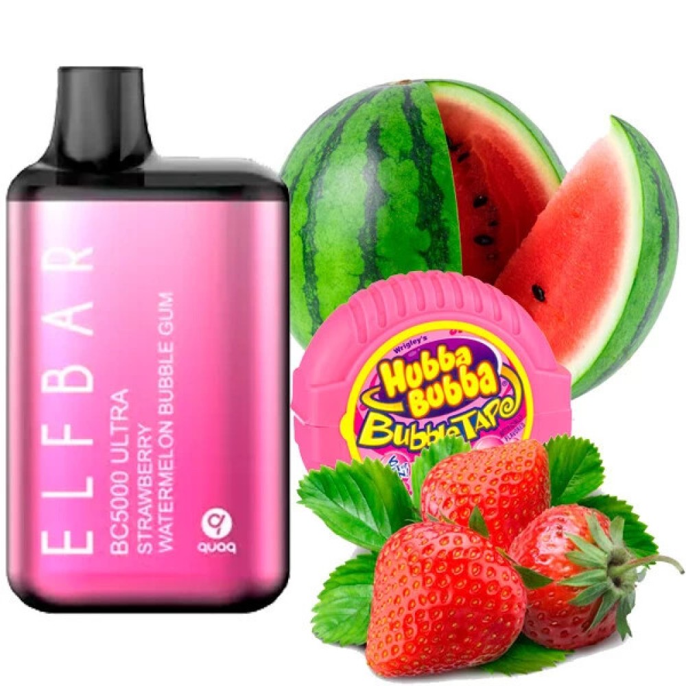 Jednorazowy papieros elektroniczny Elf Bar BC Ultra Strawberry Watermelon Bubble Gum (Strawberry Watermelon Sweet Gum) (5000 zaciągnięć)