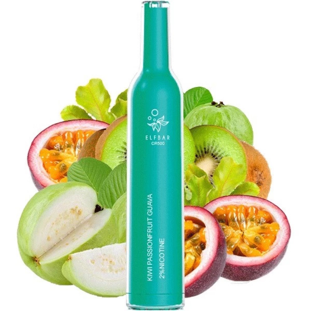 Jednorazowy papieros elektroniczny Elf Bar Kiwi Passionfruit Guava (Kiwi Passionfruit Guava) (500 zaciągnięć) (butelka szampana)