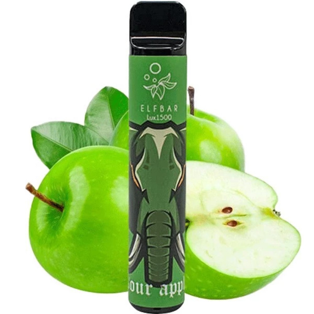 Jednorazowy papieros elektroniczny Elf Bar Lux Sour Apple (kwaśne jabłko) (1500 zaciągnięć)