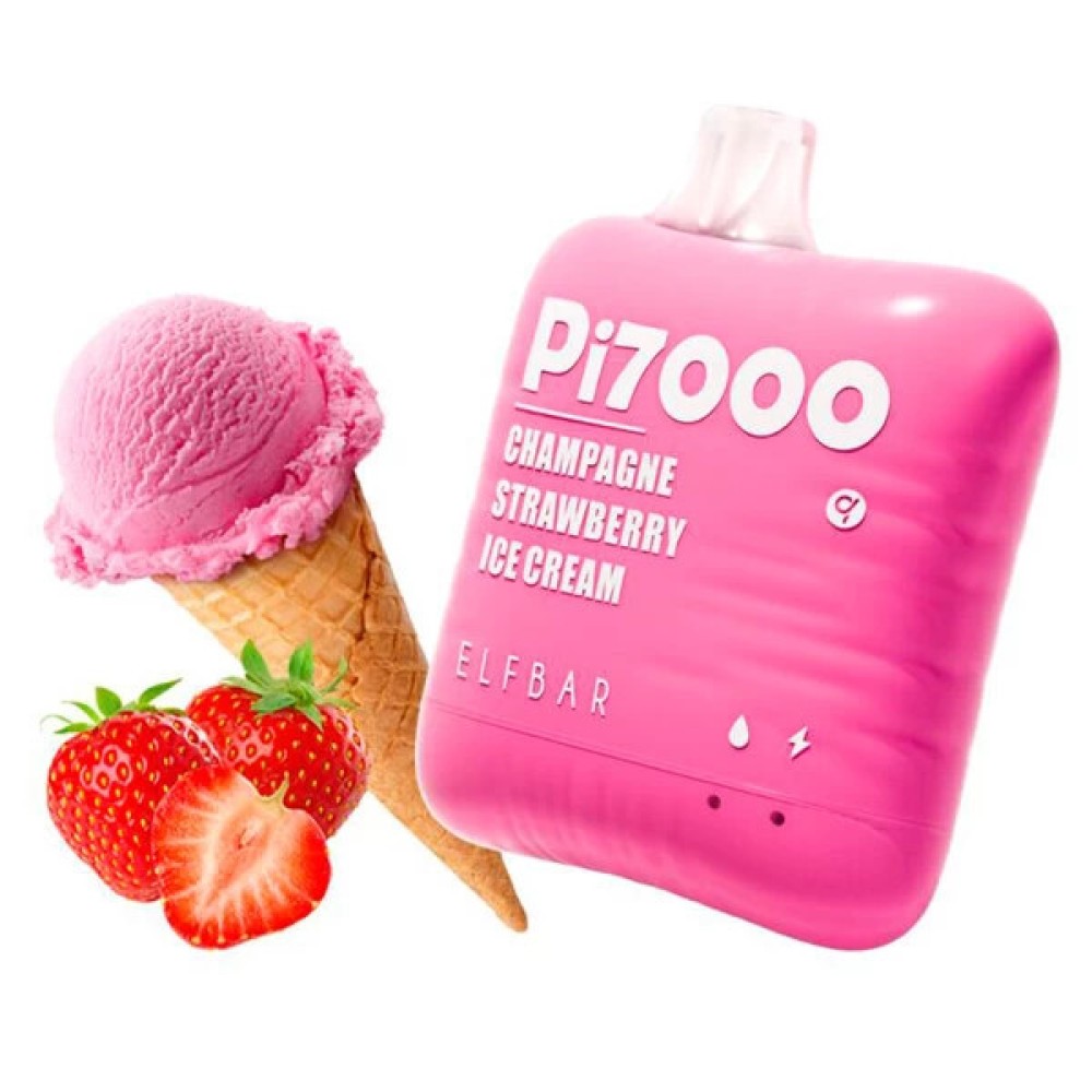 Jednorazowy papieros elektroniczny Elf Bar Pi Champagne Strawbwerry Ice Cream (7000 zaciągnięć)