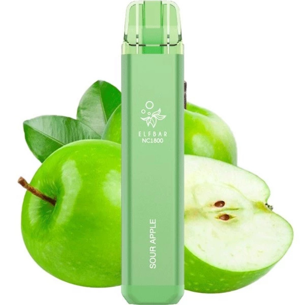 Jednorazowy papieros elektroniczny Elf Bar Sour Apple (1800 zaciągnięć)