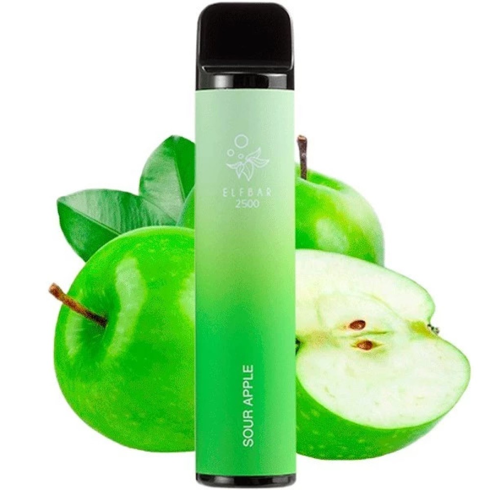 Jednorazowy papieros elektroniczny Elf Bar Sour Apple (kwaśne jabłko) (2500 zaciągnięć)