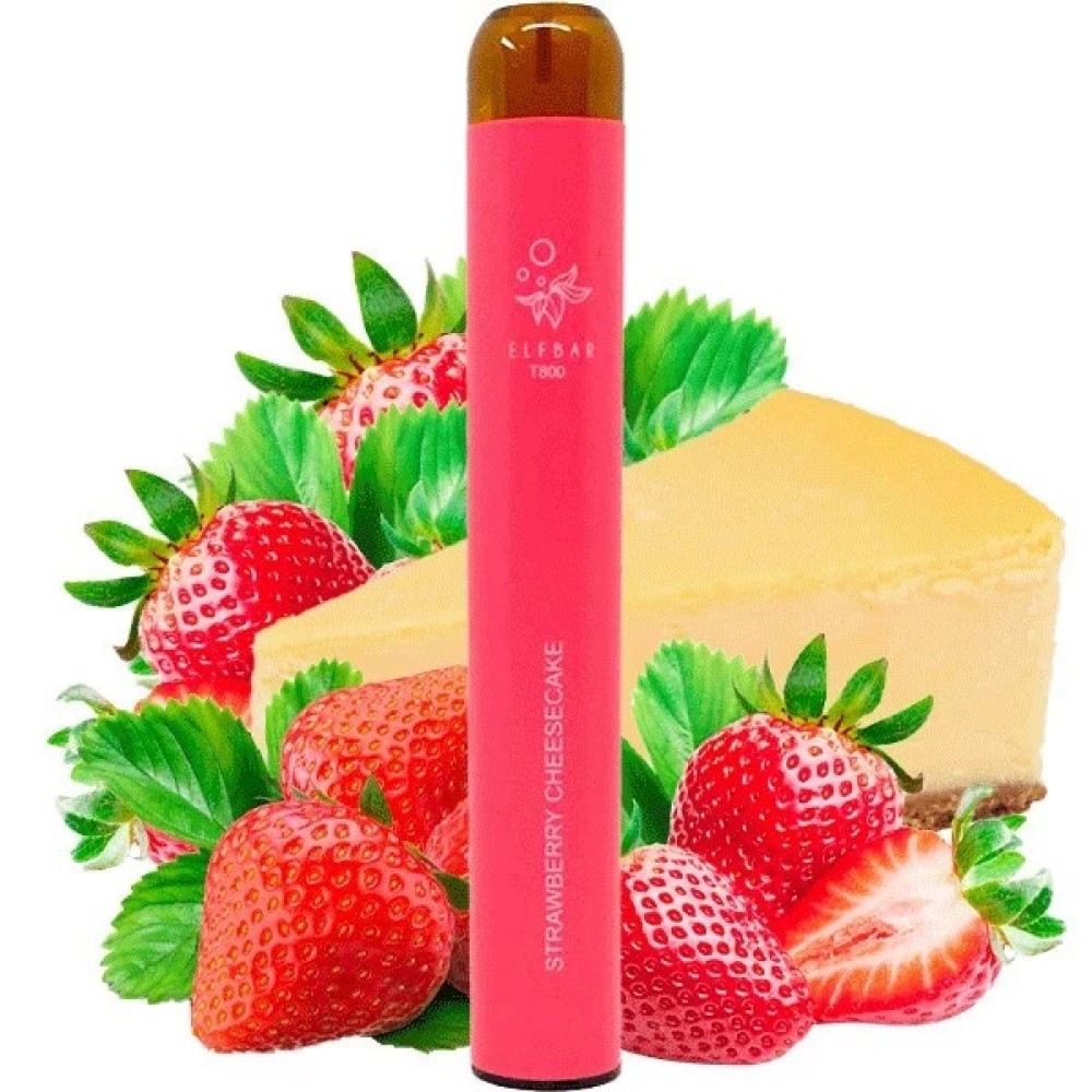 Jednorazowy papieros elektroniczny Elf Bar Strawberry Cheesecake (Sernik truskawkowy) (800 zaciągnięć) (z filtrem)