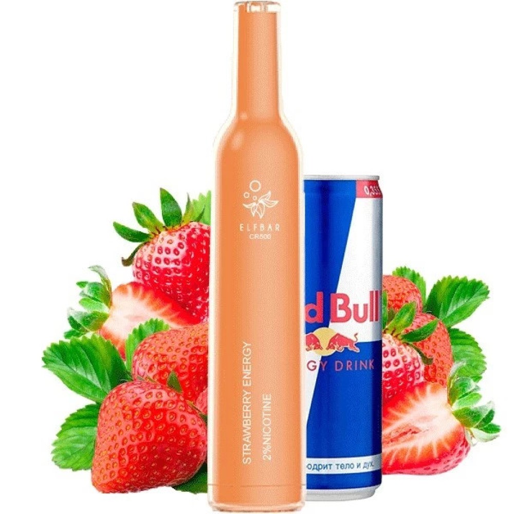 Jednorazowy papieros elektroniczny Elf Bar Strawberry Energy (Strawberry Energy) (500 zaciągnięć) (Butelka szampana)