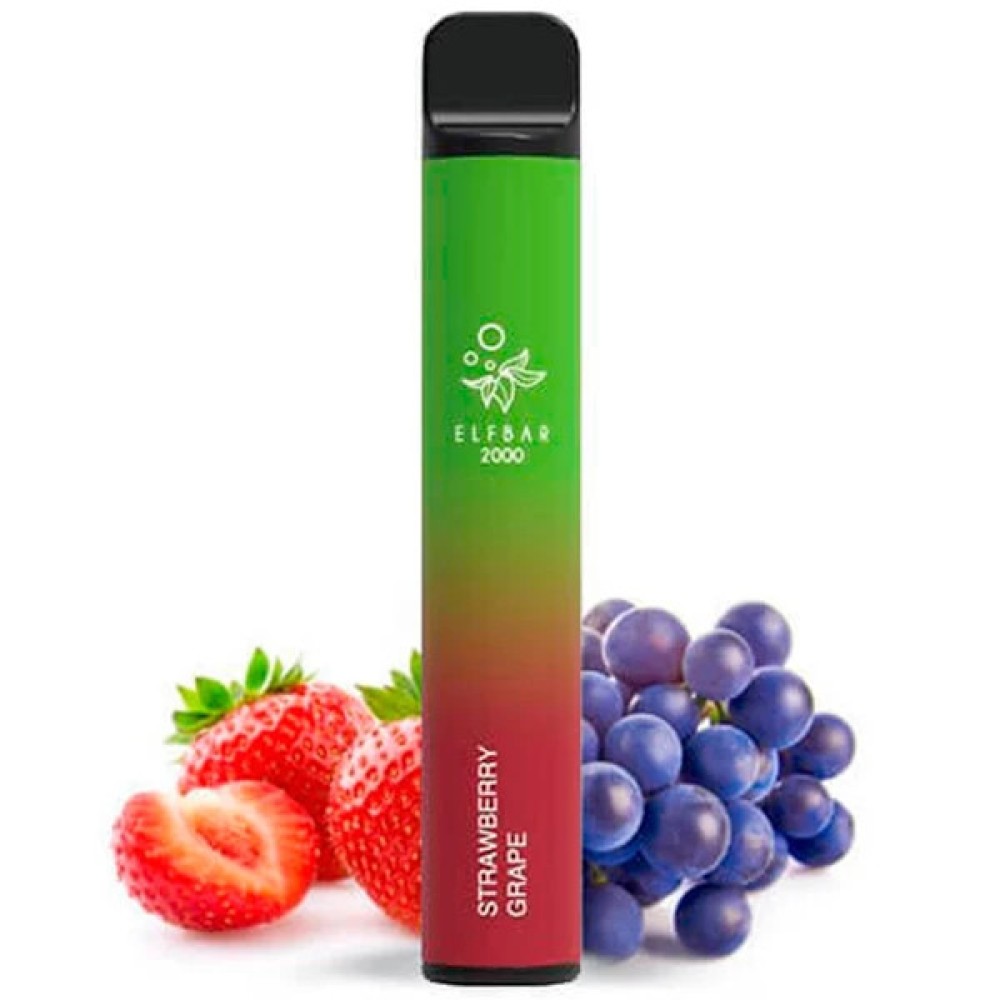 Jednorazowy papieros elektroniczny Elf Bar o smaku truskawki i winogron (2000 zaciągnięć)