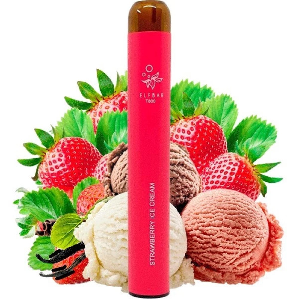 Jednorazowy papieros elektroniczny Elf Bar Strawberry Ice Cream (Lody truskawkowe) (800 zaciągnięć) (z filtrem)