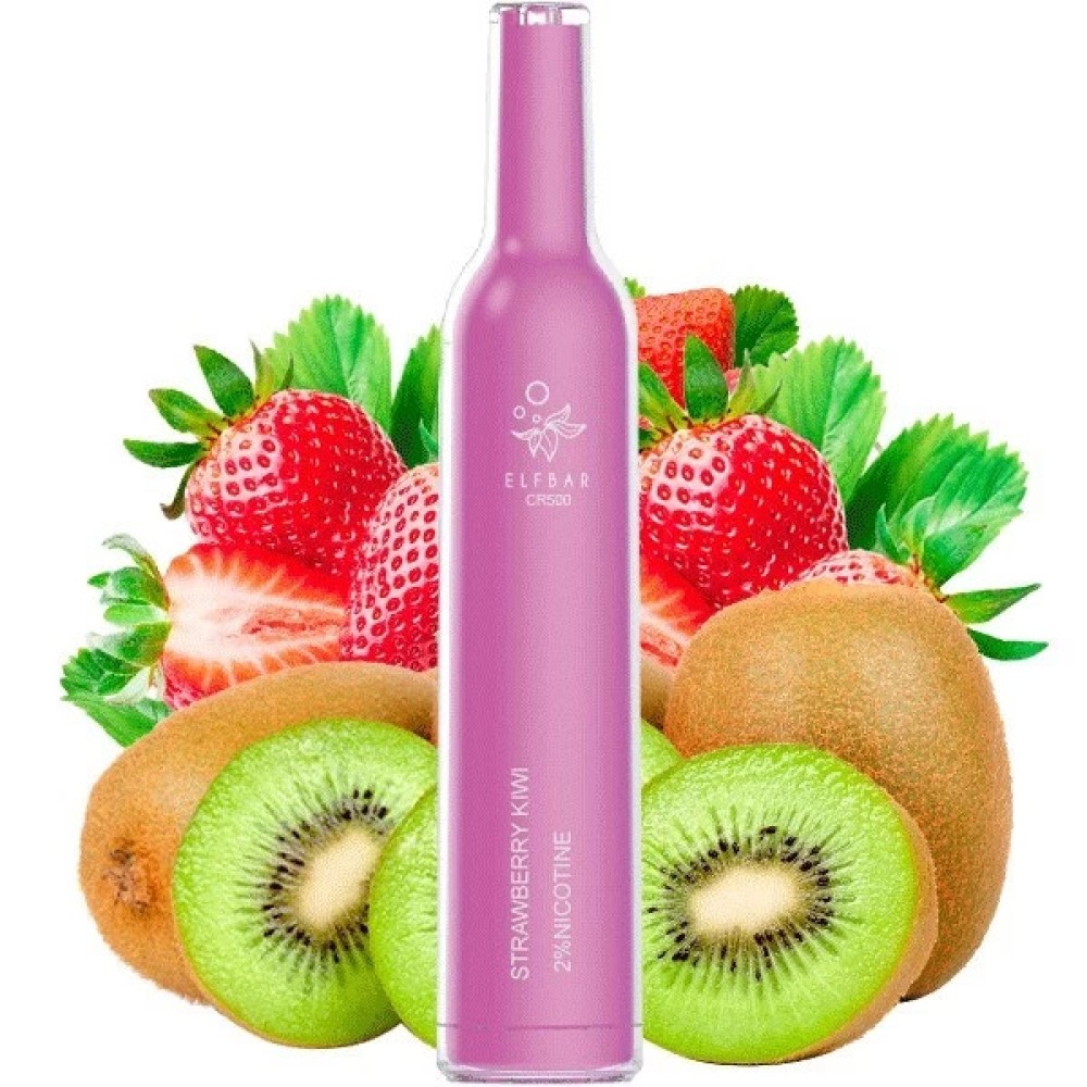 Jednorazowy papieros elektroniczny Elf Bar Strawberry Kiwi (Strawberry Kiwi) (500 zaciągnięć) (Butelka szampana)