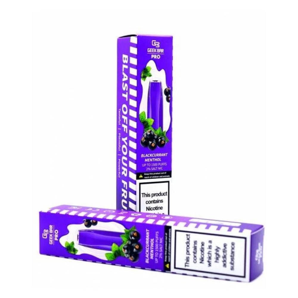 Jednorazowy papieros elektroniczny Geek Bar Pro Blackcurrant Menthol (Czarna porzeczka Menthol) (1500 zaciągnięć)