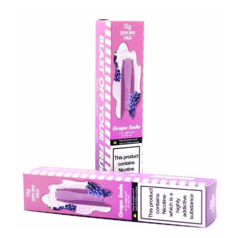 Jednorazowy papieros elektroniczny Geek Bar Pro Grape Soda (Fanta Grape) (1500 zaciągnięć)