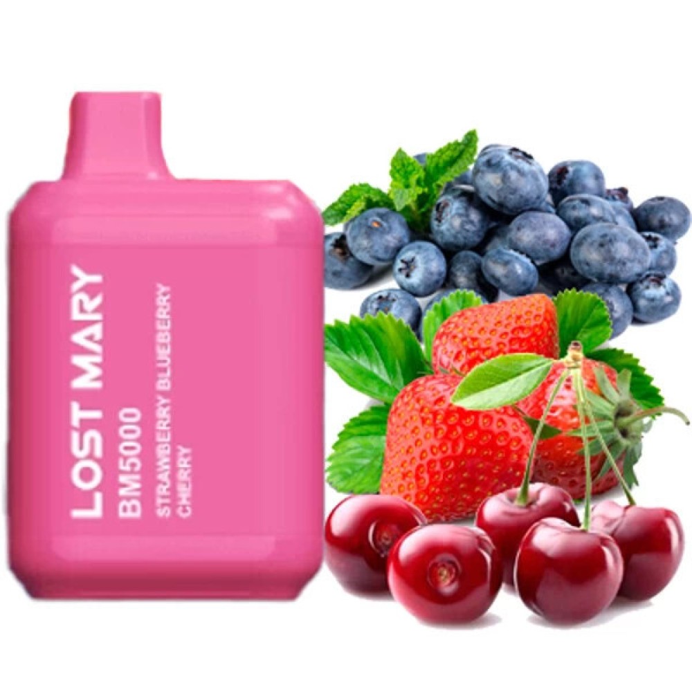 Jednorazowy papieros elektroniczny Lost Mary BM Strawberry Blueberry Cherry (Strawberry Blueberry Cherry) (5000 zaciągnięć)
