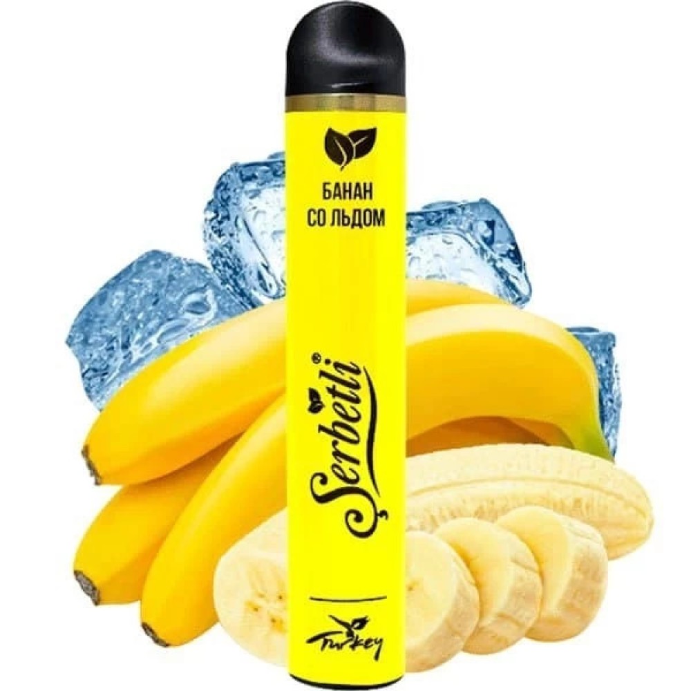 Jednorazowy papieros elektroniczny Serbetli Ice Banana (Banana Ice) (1200 zaciągnięć)