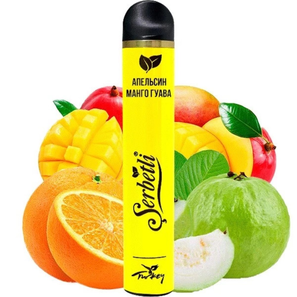 Jednorazowy papieros elektroniczny Serbetli Orange Mango Guava (Orange Mango Guava) (1200 zaciągnięć)