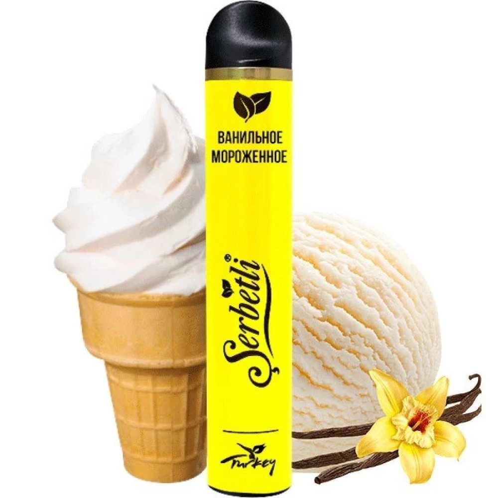 Jednorazowy papieros elektroniczny Serbetli Vanilla Icecream (lody waniliowe) (1200 zaciągnięć)