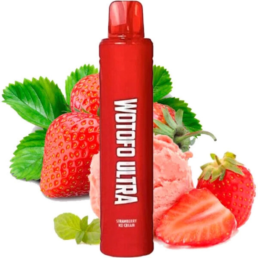 Jednorazowy papieros elektroniczny Wotofo Ultra Strawberry Ice Cream (lody truskawkowe) (3000 zaciągnięć)